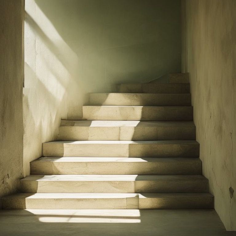Stille trapp i grønt stairwell